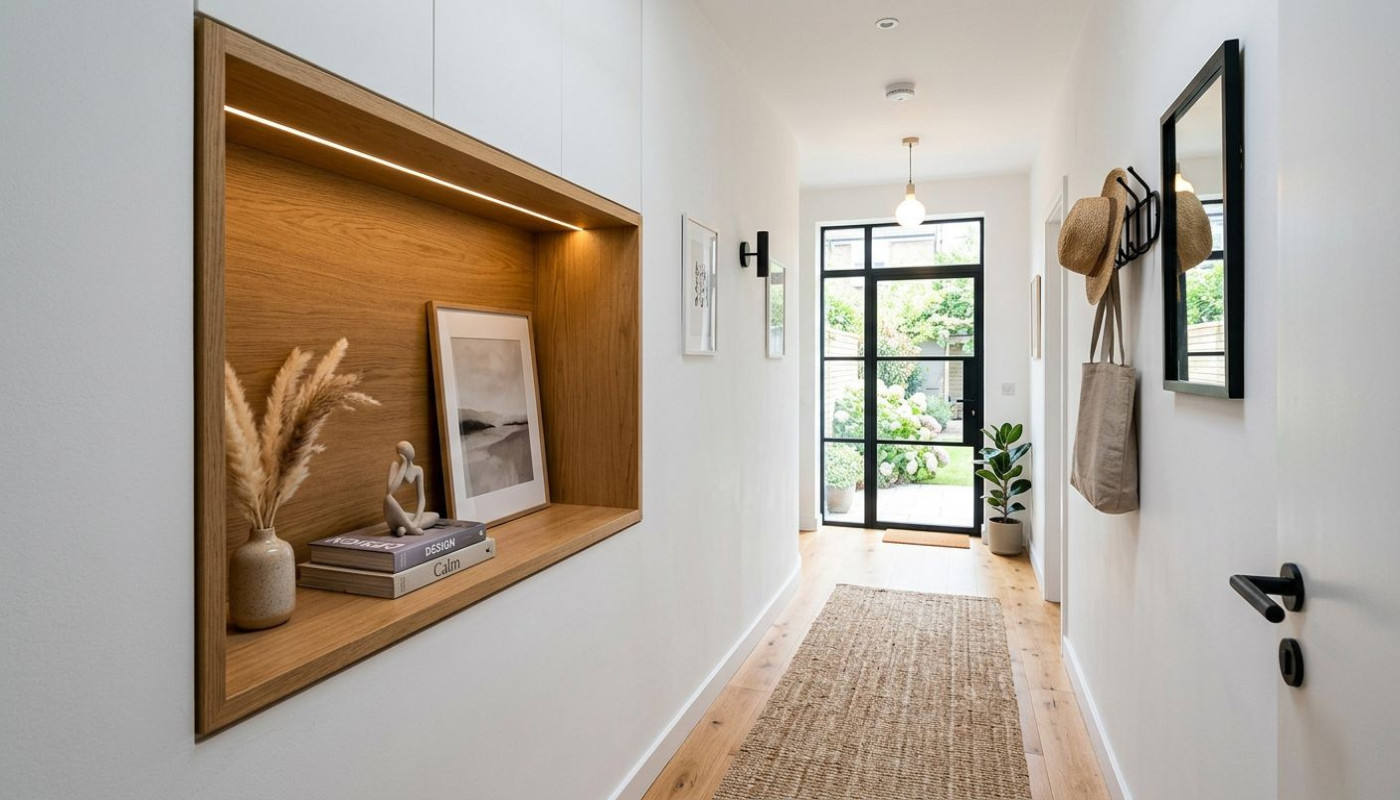 Comment transformer un couloir étroit avec une niche murale ?